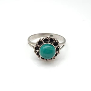 925 bague en argent Sterling massif Style Boho vert Onyx pierres précieuses bijoux classiques faits à la main pour les femmes cadeau de mariage parfait pour maman - Product Image 1