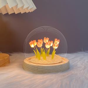 Lámpara de Noche Decorativa <span class=keywords><strong>para</strong></span> el Hogar, Mini Tulipán LED, <span class=keywords><strong>Bola</strong></span> de Cristal, Lámpara de Flores de Tulipán DIY <span class=keywords><strong>para</strong></span> Dormitorio, Funciona con Pilas AAA, Hecha de ABS - Product Image 1