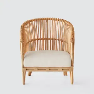 Handwicker Natural Bohemian Modern Design <b>Rattan</b> Accent <b>Chair</b> with Soft <b>Cushion</b> for Bedroom Hotel Direct Wholesales Indonesia - Product Image 4