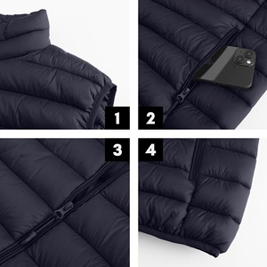 Chaleco Impermeable de Lona y Nailon para Hombre con Cuello Alto y Capucha, Servicio OEM, Logotipo Personalizado Impreso, Chaqueta de Invierno sin Mangas - Product Image 6