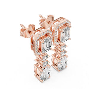 ต่างหูทองคำขาว 14K สำหรับผู้หญิง |   เพชรทรงรีและทรงกลมสังเคราะห์ เกรดพรีเมียม รับรองคุณภาพ สำหรับงานแต่งงาน ฉลองครบรอบ หรือเป็นของขวัญ - Product Image 5