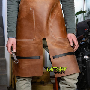 <b>Apron</b> Front Sink Hairdresser Pu Leather <b>Waterproof</b> <b>Apron's</b> Cooking Kitchen Leather <b>Apron</b> - Product Image 2