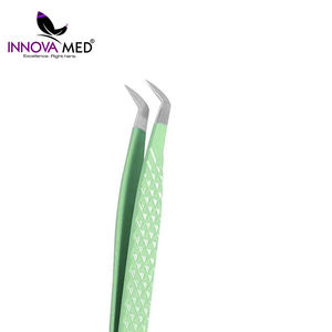 Pince à épiler professionnelle pour extensions de cils, vert clair, en acier inoxydable, pince à épiler de précision pour cils, outils de salon de beauté - Product Image 6
