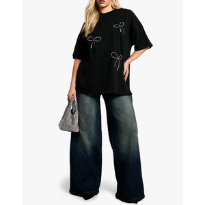 Conjunto de Camiseta de Punto de Manga Corta Informal para Mujer, Diseño Más Reciente de 2025, Teñido Liso, Transpirable, de Secado Rápido, Poliéster/Algodón, Top de Verano - Product Image 3