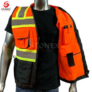 Alta calidad 100% poliéster Multi bolsillo Zip seguridad alta reflectante ropa de seguridad hombres chaleco de seguridad y chaquetas - Product Image 4