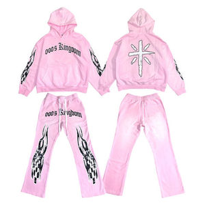 Conjunto Deportivo de Dos Piezas con Sudadera con Capucha, Ropa Deportiva Informal, Transpirable, Talla Grande, Unisex, 100% Algodón para Escalada al Aire Libre - Product Image 1