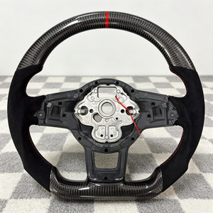 Volant de voiture sport en fibre de carbone de type D, accessoires Alcantara pour <span class=keywords><strong>Volkswagen</strong></span> Golf 8 MK7 Scirocco T-Roc, pièces de mise à niveau pour voiture - Product Image 1