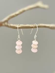 Pendientes colgantes de plata de ley 925, joyería Bohemia hecha a mano con piedras preciosas de morganita chapadas en oro para bodas - Product Image 3