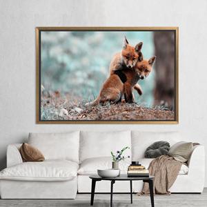 Tableau imprimé sur toile : Décoration murale pour amoureux des animaux avec un design animalier vibrant, TOILE ENCADRÉE DORÉE - Product Image 1