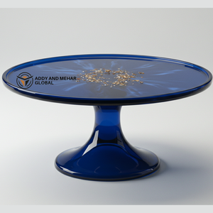 Support à gâteau rond en résine bleue contemporaine, écologique, fait à la main, pour les fêtes et les réceptions - Product Image 1