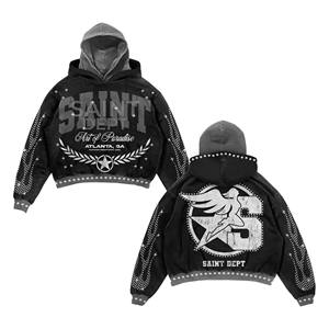 Servicio de OEM/ODM Sudaderas con capucha de diseño de impresión de soplo hechas a medida para hombre Sudadera con capucha de lana de algodón 100% de alta calidad - Product Image 1