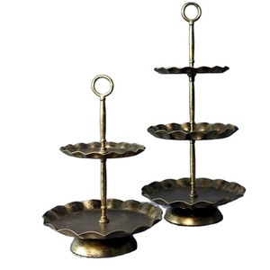 Soporte de placa redonda de acero inoxidable de 3 niveles al por mayor bolas de níquel borde estilo Ins Decoración de mesa fiestas uso para hornear suministro de fábrica - Product Image 4