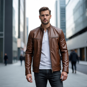 2024 New Winter Leather Jacket Men's <b>Genuine</b> Coats Breathable Turn Down Collar Long Sleeve Zipper Leather Jacket Mens - Product Image 6