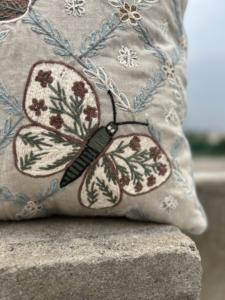 Luxury Decorative Sustainable Handmade <b>45x45</b> Cm Grey Butterfly Embroidered Linen Pillow <b>Covers</b> At Best Price For Living Room - Product Image 3