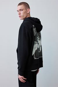 Vêtements d'hiver pour hommes pull à capuche sweat boucle de coton tricot respirant manches longues coupe ample épaule tombante imprimé personnalisé - Product Image 5