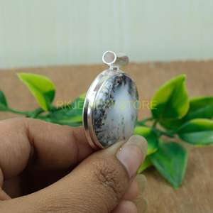 Colgante Grande de Ópalo Dendrítico, Colgante de Plata de Ley 925, Colgante de Piedra Preciosa, Collar con Colgante, Colgante Hecho a Mano - Product Image 4
