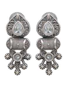 Modern Oxidised <b>Silver</b> AD Studded Banjara Necklace <b>Set</b> for Women Handmade Ethnic Fashion Jewelry Gift Trendy Affordable - Product Image 4