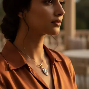 Pendentif en argent 925 plaqué rhodium fait à la main avec pierres précieuses ambrées pour les cadeaux de bijoux pour femmes - Product Image 2