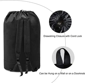 Tùy Chỉnh Nhiệm Vụ Nặng Nề Khách Sạn 600D Oxford Dây Kéo Phòng Tập Thể Dục Túi Nhà Rửa Xi Lanh Giặt Thùng Cinch Ba Lô Với Dây Kéo - Product Image 4