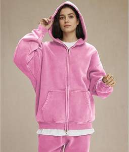 2025 lavage à l'acide fermeture éclair sweats à capuche hommes à la mode surdimensionné marque personnalisée Streetwear Gym décontracté fermeture éclair sweats à capuche - Product Image 3