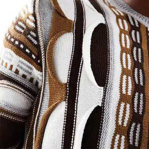 Pulls en maille pour hommes, nouvelle conception, surdimensionnés, col rond, 100% coton, respirants, logo sur le devant, vente en gros - Product Image 4