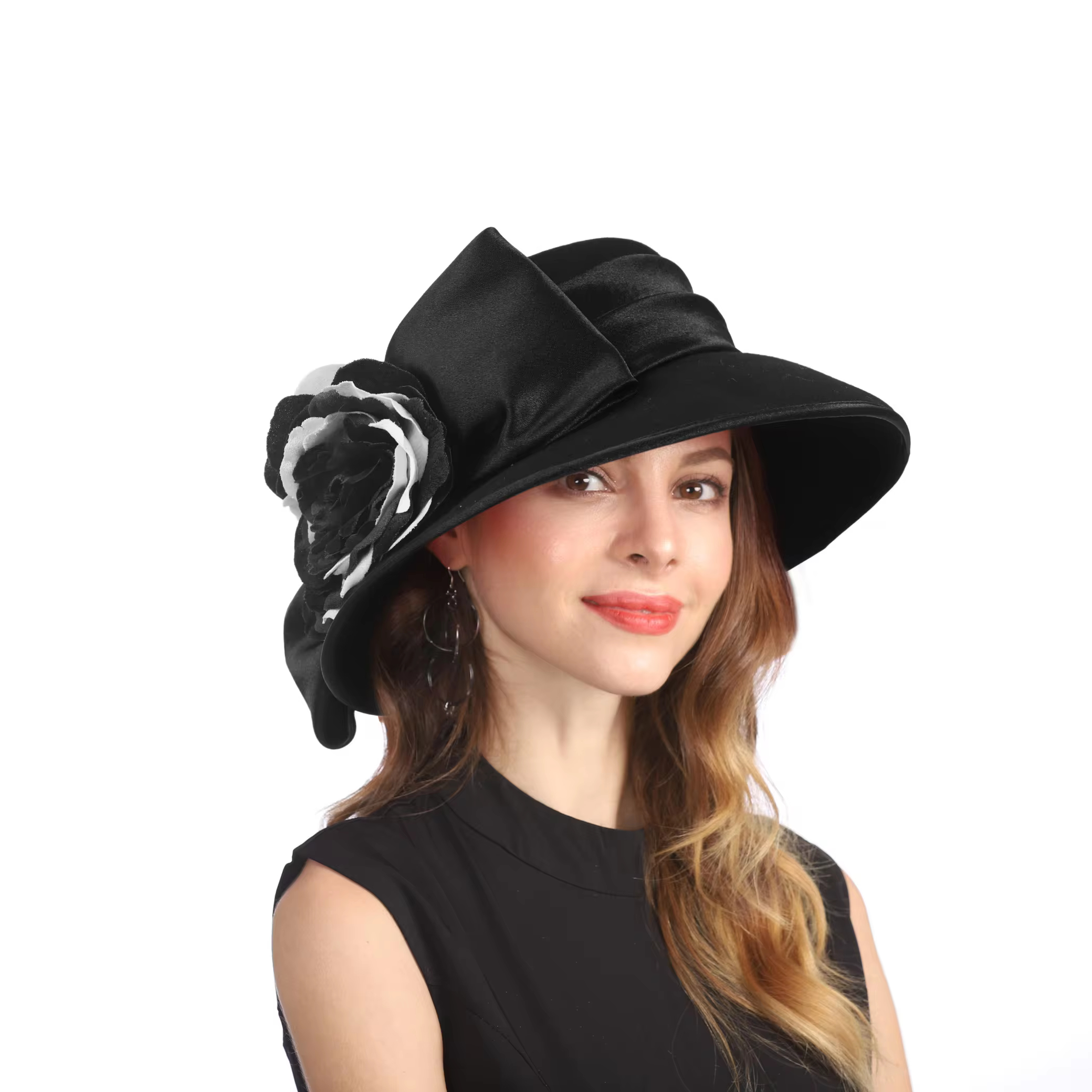 Women Beret Hat French Vintage Floral Wool Dress Cloche