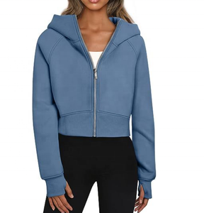 Women's Custom Plus Size 100% Cotton <b>Cropped</b> Pullover Tops Long Sleeve Hooded Sweatshirt Breathable Autumn Streetwear Washed - Product Image 5