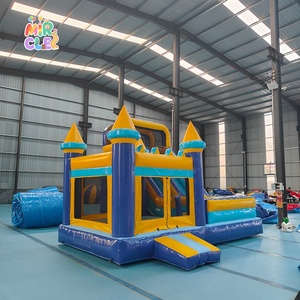 Château Gonflable Commercial Bleu Jaune Combo avec Toboggan Direct Usine Pas Cher à Vendre - Product Image 3