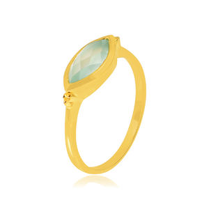 Anillo de piedras preciosas de Calcedonia acuática de Plata de Ley 925 chapado en oro de alta calidad para regalo de aniversario de boda joyería - Product Image 2