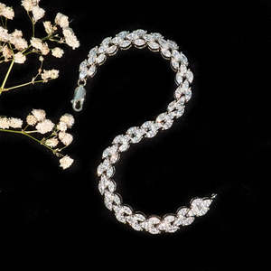 NOVAMART Fine Hallmark <b>Silver</b> Diamond <b>Bracelet</b> with Lvy Elegant and Luxurious <b>Bangle</b> Wholesale Export - Product Image 2