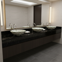 Lavabo de salle de bain moderne en aluminium noir avec design feuille de luxe, livraison rapide, en stock, directement de l'usine