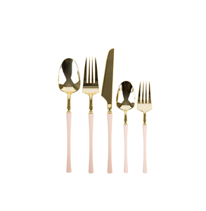 5 couverts couverts couverts argenterie métal marron couleur pvd poignée miroir laiton poli ustensiles de cuisine table - Product Image 1