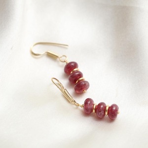 Handcrafted Pink Strawberry Quartz Gemstone <b>Earrings</b> with <b>Gold</b> Spacer Beads & <b>Gold</b> Plated Hook Dangles <b>Earrings</b> - Product Image 4