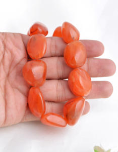 Cuentas de Cornalina Natural Africana, Lisas y Pulimentadas, de 16 Pulgadas, Color Naranja, para la Elaboración de Joyería - Product Image 4