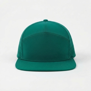 หมวกแก๊ปตาข่าย 7 ช่อง สีเขียว แบบ Snapback สำหรับทุกเพศ ระบายอากาศได้ดี สีพื้น เรียบง่าย สวมใส่สบาย เหมาะสำหรับฤดูใบไม้ผลิและฤดูร้อน ขนาด 58-60 ซม. รับทำโลโก้ตามสั่ง ขายส่ง OEM - Product Image 1