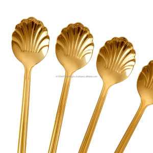 Cuchara en forma de concha de Venta caliente con mango largo para café, azúcar, postre, helado, ensalada, cucharas de mesa, cubiertos - Product Image 4