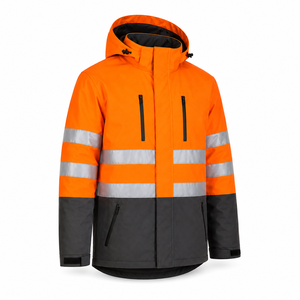 Veste de sécurité réfléchissante haute visibilité orange graphite résistante à l'eau avec capuche pour adulte, vêtements de travail, vente en gros personnalisée, OEM ODM, usine - Product Image 3