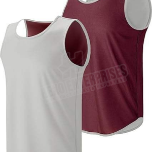 Camiseta de práctica de baloncesto blanca y granate para jóvenes personalizada, camiseta sin mangas de práctica para hombres, camiseta de poliéster, ropa deportiva - Product Image 6