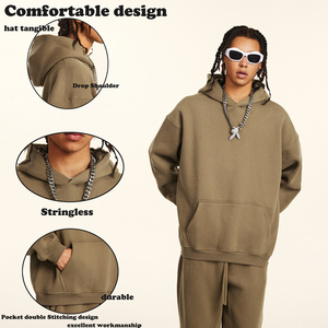 Ensemble de survêtement en molleton à capuche et pantalon de survêtement de haute qualité, couleur unie, 2 pièces, nouveau logo personnalisé imprimé, survêtement d'hiver, survêtement - Product Image 4