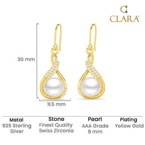 Pendientes colgantes de plata Esin Fashion con detalles de perlas auténticas - Product Image 5
