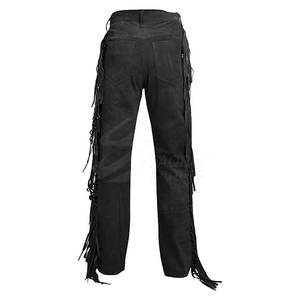 Pantalones de hombre al por mayor de estilo único lavados personalizados con tu propio diseño pantalones de piel de ante con flecos - Product Image 2