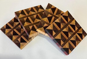 Classic <b>Square</b> Wooden Coaster <b>Set</b> with Holder Durable Natural Wood Coasters for Home & Office Use Stone Coasters - Product Image 6