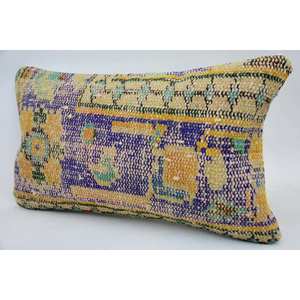 Multicolor Wool Kantha <b>Pillow</b> 12 X 20 Inches Patchwork Mosaic Paisley Paneled Woven in Vintage Style - Product Image 3