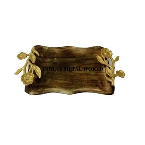 ถาดอาหารไม้เนื้อแข็งพร้อมด้ามจับทองเหลืองในราคาที่น่าดึงดูด,รูปร่างและขนาดที่ดีที่สุดสามารถปรับแต่งได้ - Product Image 1