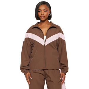 Ensemble de survêtement de sport à capuche de haute qualité, coupe-vent uni, 100% polyester, logo imprimé à l'écran, ensemble 2 pièces pour femmes, séchage rapide - Product Image 4