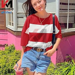 Camisetas informales de manga 3/4 de verano para mujer, camisetas de gran tamaño con cuello redondo a la moda y diseño de hombros caídos, ligeras - Product Image 5