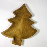 Plateau décoratif en bois de teck en forme de pin, fait main, design naturel, élégant, pour mariage, thème écologique, pour la décoration de table