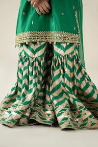 Moda niñas adultas Sharara hecho a mano Georgette seda largo tradicional fiesta desgaste cómodo traje de verano - Product Image 4