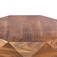 Table basse décorative moderne en forme de diamant en bois d'acacia massif brun finition naturelle pour salon et bureau à domicile