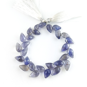 Perles de pierres précieuses de Briolette à facettes en gouttes d'iolite 12x7mm, vendues par 8 pouces de Long, fournitures de fabrication de bijoux - Product Image 1